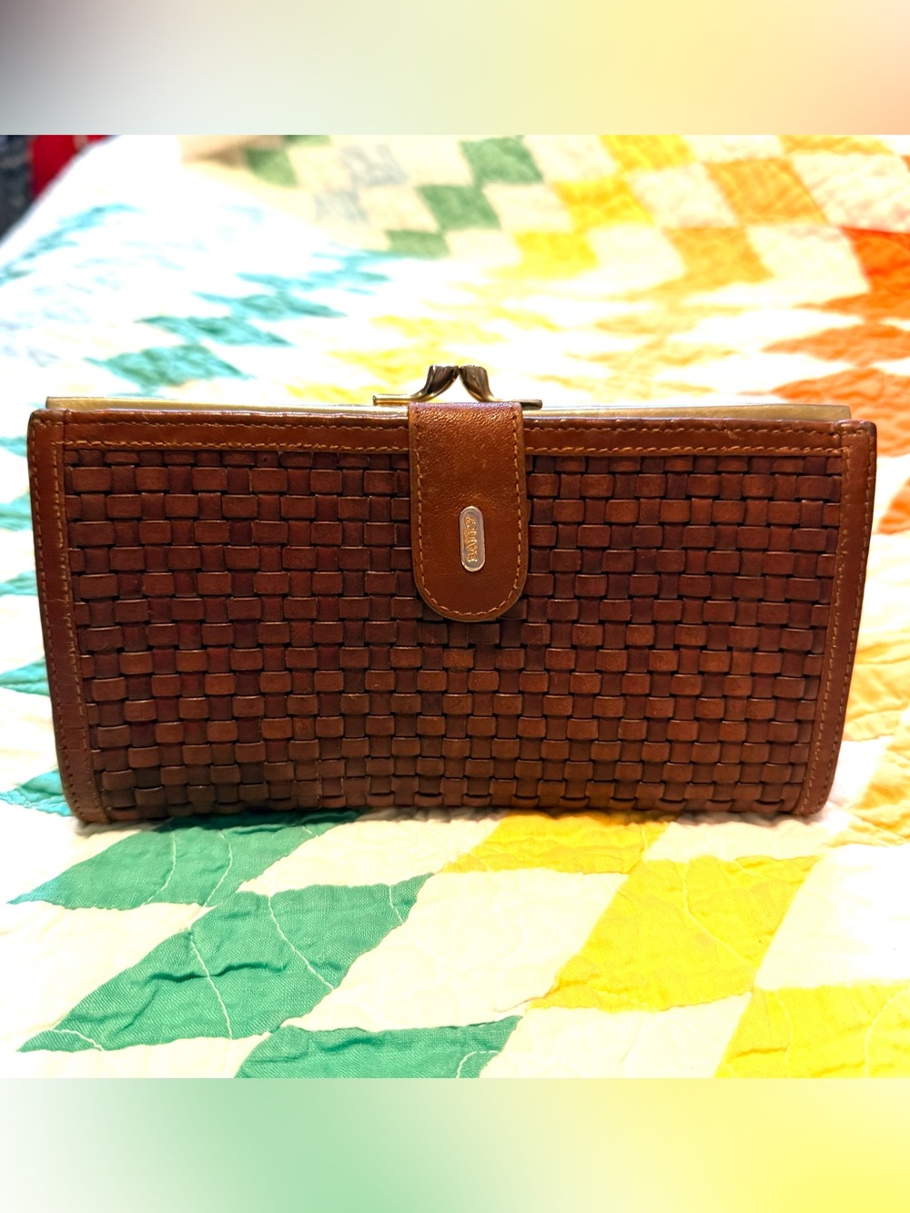 Vintage Bally Woven Leather Clutch Wallet